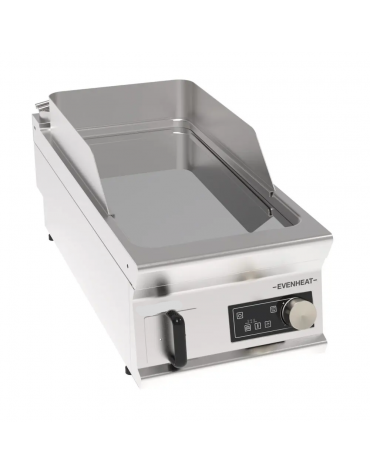 Fry top elettrico da banco inox, piastra singola cromata liscia a controllo elettronico - tecnologia evenheat - cm 40x90x28h