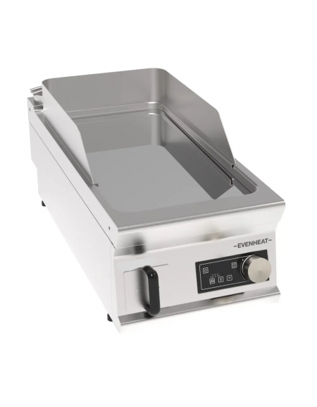 Fry top elettrico da banco inox, piastra singola cromata liscia a controllo elettronico - tecnologia evenheat - cm 40x90x28h