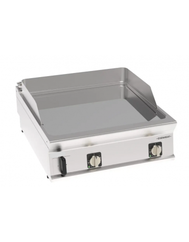 Fry top elettrico da banco in acciaio inox, piastra doppia liscia cromata - con tecnologia evenheat - cm 80x90x28h