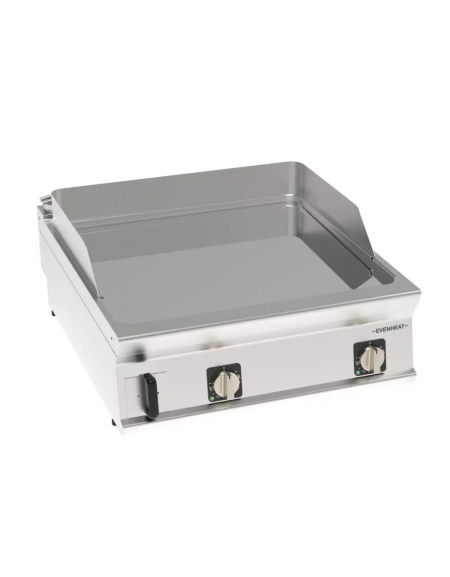 Fry top elettrico da banco in acciaio inox, piastra doppia liscia cromata - con tecnologia evenheat - cm 80x90x28h