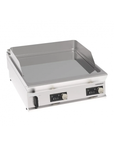 Fry top elettrico da banco inox, piastra doppia liscia cromata a controllo elettronico - con tecnologia evenheat - cm 80x90x28h