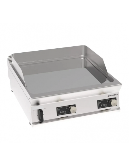 Fry top elettrico da banco inox, piastra doppia liscia cromata a controllo elettronico - con tecnologia evenheat - cm 80x90x28h