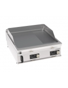 Fry top elettrico, piastra 2/3 liscia e 1/3 rigata cromata spazzolata a controllo elettronico - tecnologia evenheat - cm 90x80x2