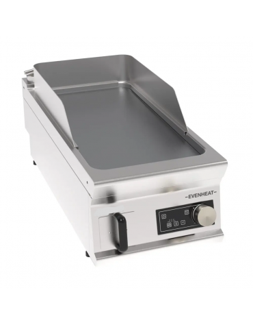 Fry top elettrico da banco, piastra liscia cromata spazzolata a controllo elettronico - tecnologia evenheat - cm 40x90x28h