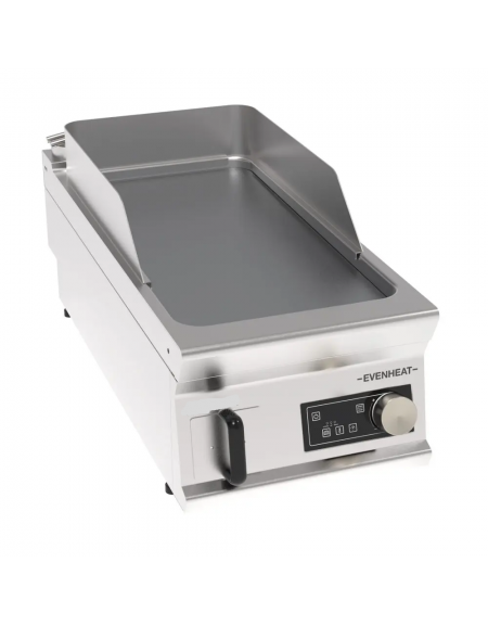 Fry top elettrico da banco, piastra liscia cromata spazzolata a controllo elettronico - tecnologia evenheat - cm 40x90x28h