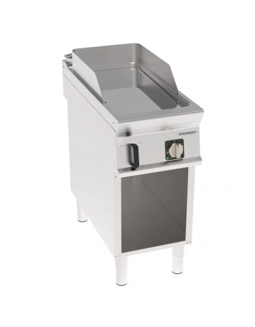Fry-Top elettrico su vano aperto in acciaio inox, 1 zona cottura, piastra liscia cromata - tecnologia evenheat - cm 40x90x90h
