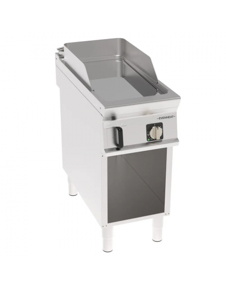 Fry-Top elettrico su vano aperto in acciaio inox, 1 zona cottura, piastra liscia cromata - tecnologia evenheat - cm 40x90x90h