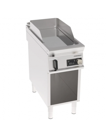 Fry-Top elettrico su vano aperto in acciaio inox, piastra singola liscia cromata a controllo elettronico - evenheat - cm 40x90x9