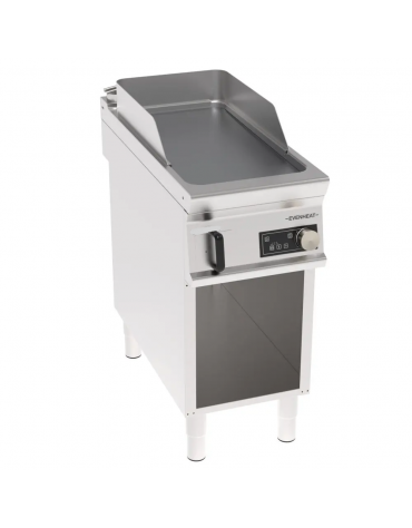 Fry-Top elettrico su vano aperto inox, piastra singola liscia cromata spazzolata, controllo elettronico - evenheat -cm 40x90x90h