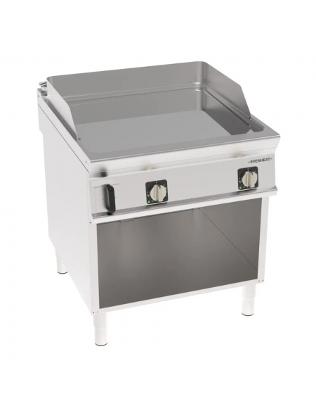 Fry-Top elettrico su vano aperto, 2 zone cottura, piastra liscia cromata - tecnologia evenheat - cm 80x90x90h