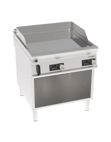 Fry-Top elettrico vano aperto, 2 zone cottura, piastra liscia cromata controllo elettronico - tecnologia evenheat -cm 80x90x90h