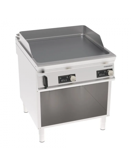 Fry-Top elettrico su vano aperto inox, piastra doppia liscia cromata spazzolata, controllo elettronico - Evenheat -cm 80x90x90h
