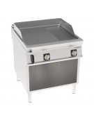 Fry-Top elettrico su vano aperto inox, piastra 2/3 liscia 1/3 rigata cromata spazzolata - tecnologia Evenheat - cm 80x90x90h