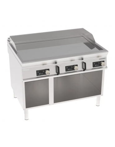 Fry-Top elettrico su vano aperto, piastra tripla liscia cromata a controllo elettronico - tecnologia Evenheat - 120x90x90h 