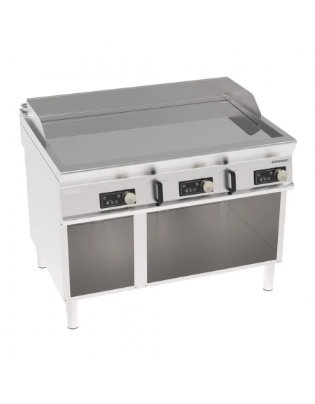 Fry-Top elettrico su vano aperto, piastra tripla liscia cromata a controllo elettronico - tecnologia Evenheat - 120x90x90h 