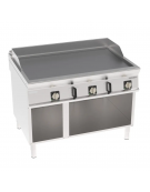 Fry-Top elettrico su vano aperto in acciao inox, piastra tripla liscia cromata spazzolata - tecnologia Evenheat - cm 120x90x90h