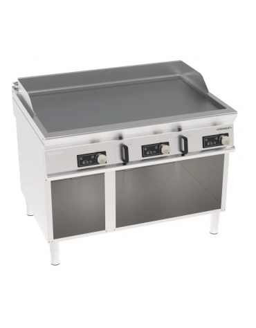 Fry-Top elettrico su vano aperto, piastra tripla liscia cromata spazzolata, controllo elettronico - Evenheat - cm 120x90x90h