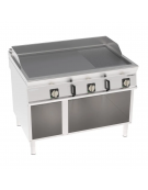 Fry-Top elettrico su vano aperto, piastra 2/3 liscia 1/3 rigata cromata spazzolata - tecnologia Evenheat - cm 120x90x90h