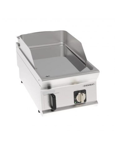 Fry top elettrico da banco in acciaio inox, piastra singola cromata liscia - con tecnologia evenheat - cm 40x70x28h