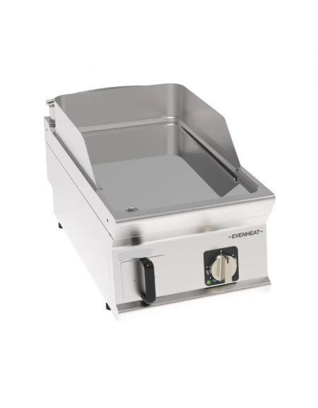 Fry top elettrico da banco in acciaio inox, piastra singola cromata liscia - con tecnologia evenheat - cm 40x70x28h