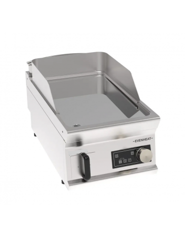 Fry top elettrico da banco inox, piastra singola cromata liscia a controllo elettronico - tecnologia evenheat - cm 40x70x28h