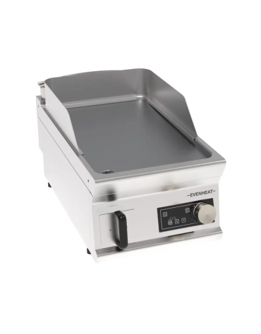 Fry top elettrico da banco inox, piastra cromata liscia spazzolata, controllo elettronico - tecnologia evenheat - cm 40x70x28h