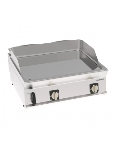 Fry top elettrico da banco in acciaio inox, piastra doppia liscia cromata - con tecnologia evenheat - cm 80x70x28h