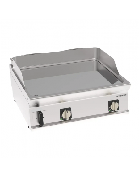 Fry top elettrico da banco in acciaio inox, piastra doppia liscia cromata - con tecnologia evenheat - cm 80x70x28h