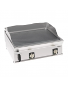 Fry top elettrico da banco inox, piastra doppia rigata cromata spazzolata - tecnologia evenheat - cm 80x70x28h