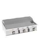 Fry top elettrico da banco in acciaio inox, piastra tripla liscia cromata - tecnologia Evenheat - cm 80x70x28h