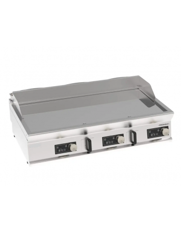 Fry top elettrico da banco inox, piastra liscia cromata a controllo elettronico - tecnologia Evenheat - cm 120x70x28h