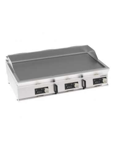 Fry top elettrico da banco inox, piastra liscia cromata spazzolata, controllo elettronico - tecnologia Evenheat - cm 120x70x28h