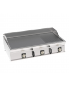 Fry top elettrico da banco inox, piastra 1/3 rigata e 2/3 liscia cromata spazzolata - tecnologia evenheat - cm 120x70x28h