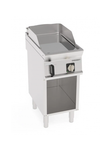Fry-Top elettrico su vano aperto in acciaio inox, 1 zona cottura, piastra liscia cromata - tecnologia evenheat - cm 40x70x90h