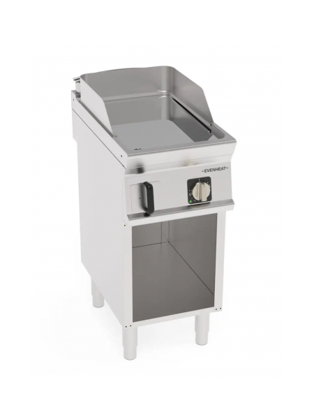 Fry-Top elettrico su vano aperto in acciaio inox, 1 zona cottura, piastra liscia cromata - tecnologia evenheat - cm 40x70x90h