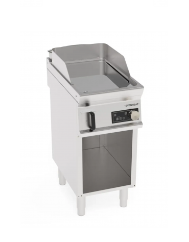 Fry-Top elettrico inox su vano aperto, singolo liscio cromato, controllo elettronico - tecnologia evenheat - cm 40x70x90h