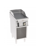 Fry-Top elettrico inox su vano aperto, piastra singola liscia cromata spazzolata - tecnologia evenheat - cm 40x70x90h