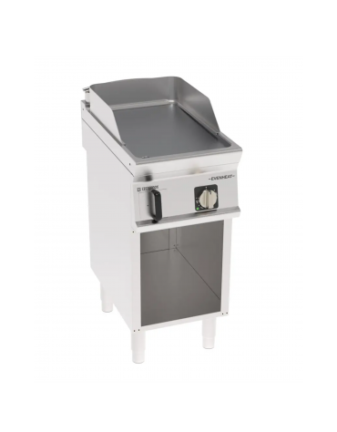 Fry-Top elettrico su vano aperto in inox, piastra singola liscia cromata spazzolata - tecnologia evenheat - cm 40x70x90h