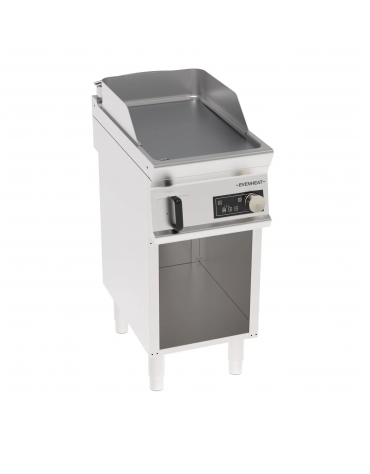 Fry-Top elettrico inox su vano aperto, una piasta liscia cromata spazzolata, controllo elettronico - Evenheat -cm 40x70x90h