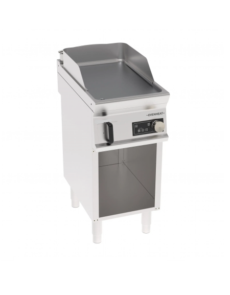 Fry-Top elettrico inox su vano aperto, una piasta liscia cromata spazzolata, controllo elettronico - Evenheat -cm 40x70x90h