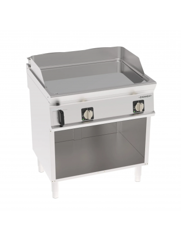 Fry-Top elettrico su vano aperto in acciaio inox, piastra doppia liscia cromata - tecnologia Evenheat - cm 80x70x90h