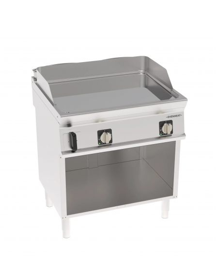 Fry-Top elettrico su vano aperto in acciaio inox, piastra doppia liscia cromata - tecnologia Evenheat - cm 80x70x90h