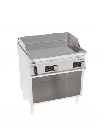 Fry-Top elettrico su vano aperto in inox, piastra liscia cromata a controllo elettronico - tecnologia Evenheat - cm 80x70x90h