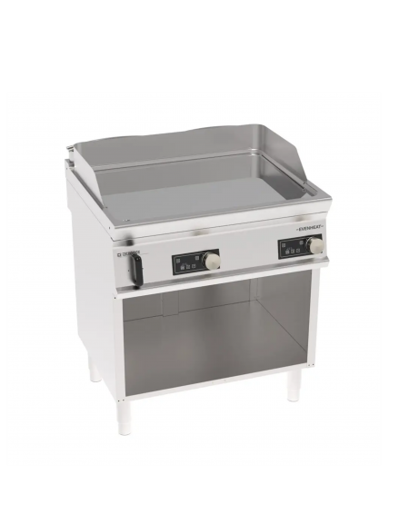 Fry-Top elettrico su vano aperto in inox, piastra liscia cromata a controllo elettronico - tecnologia Evenheat - cm 80x70x90h