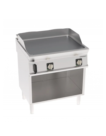 Fry-Top elettrico su vano aperto in inox, piastra doppia liscia cromata spazzolata - tecnologia Evenheat - cm 80x70x90h