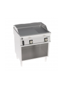 Fry-Top elettrico su vano aperto in inox, piastra 1/3 rigata e 2/3 liscia cromata spazzolata - tecnologia Evenheat - cm 80x70x90