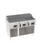 Fry-Top elettrico su vano aperto, 1/3 rigato 2/3 liscia cromato spazzolato, controllo elettronico - Evenheat -cm 120x70x90h