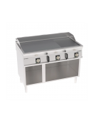 Fry-Top elettrico su vano aperto inox, piastra 1/3 rigata 2/3 liscia cromata spazzolata - tecnologia Evenheat -cm 120x70x90h