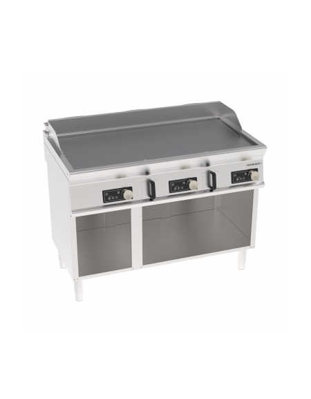 Fry-Top elettrico su vano aperto inox, piastra liscia cromata spazzolata, controllo elettronico - Evenheat -cm 120x70x90h