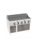 Fry-Top elettrico su vano aperto in inox, piastra tripla liscia cromata spazzolata - tecnologia Evenheat - cm 120x70x90h